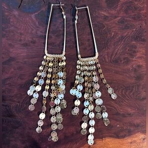 Anthropologie Waterfall Hoop Dangle Earrings - Gold tone